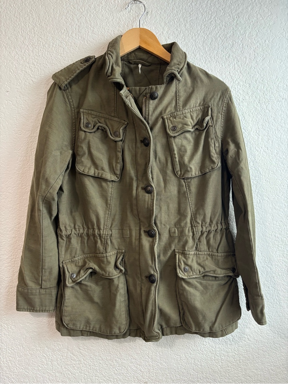 Free People Olive Green Military Utility Jacket Small